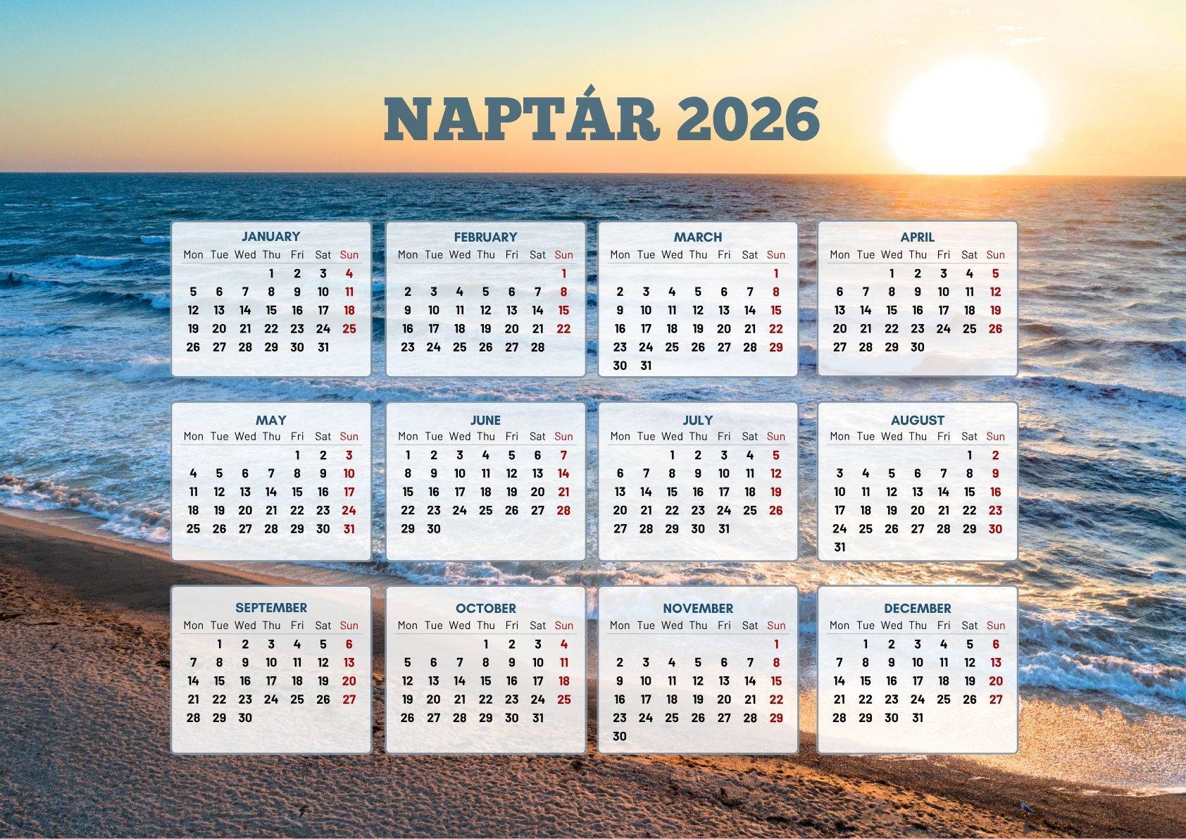naptár 2026 