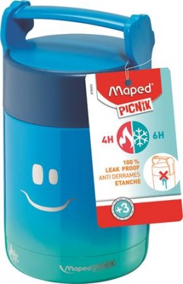Duplafalú ételtartó, 350 ml, rozsdamentes acél, MAPED  "Concept Kids", kék